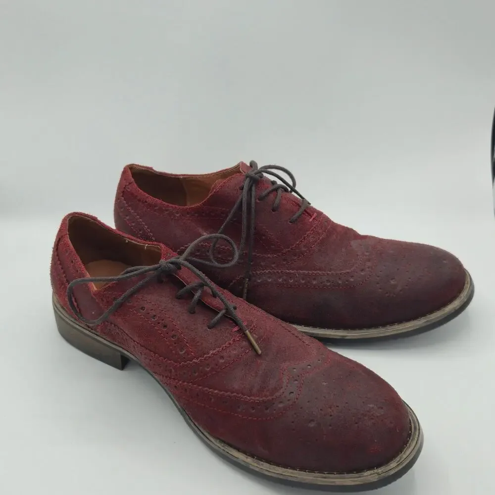 Kenneth Cole Reaction Rogue Trip Men's Size 10.5 Oxblood Red Suede Wingtip
